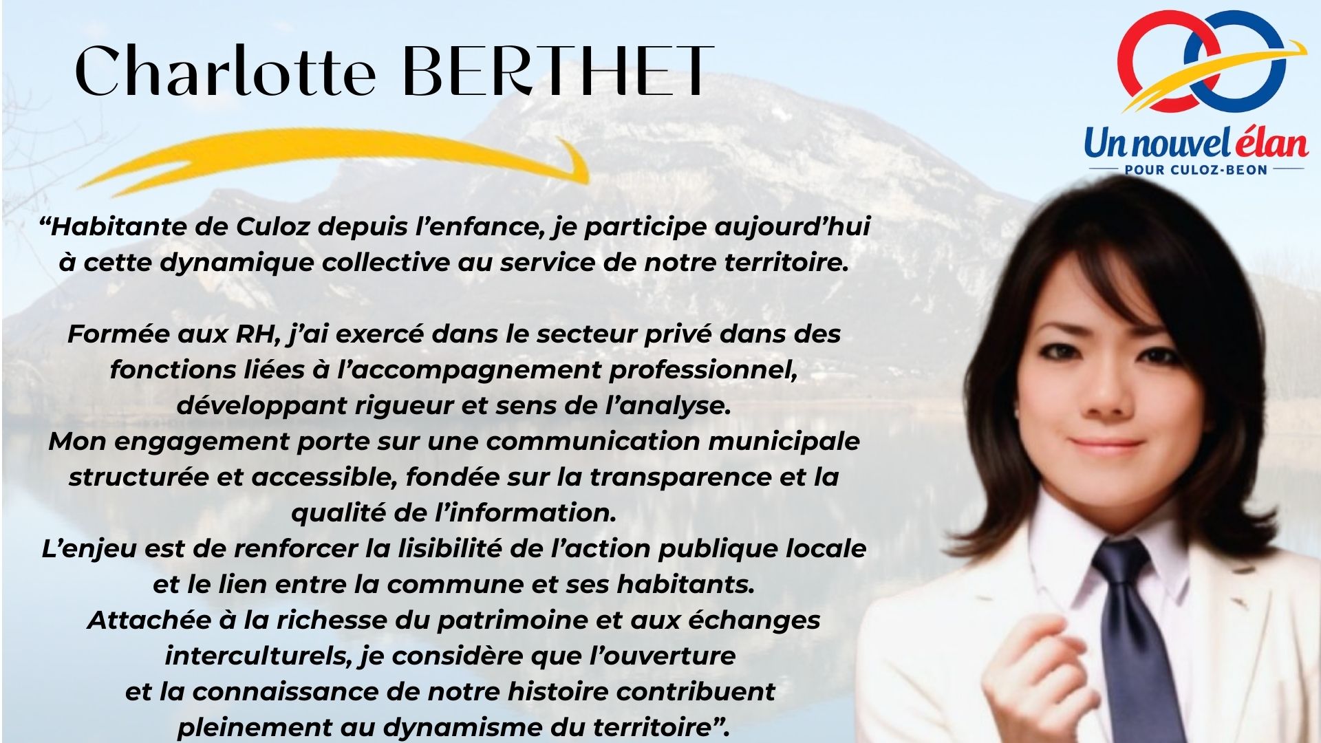 Charlotte BERTHET - Un Nouvel Élan pour Culoz-Béon
