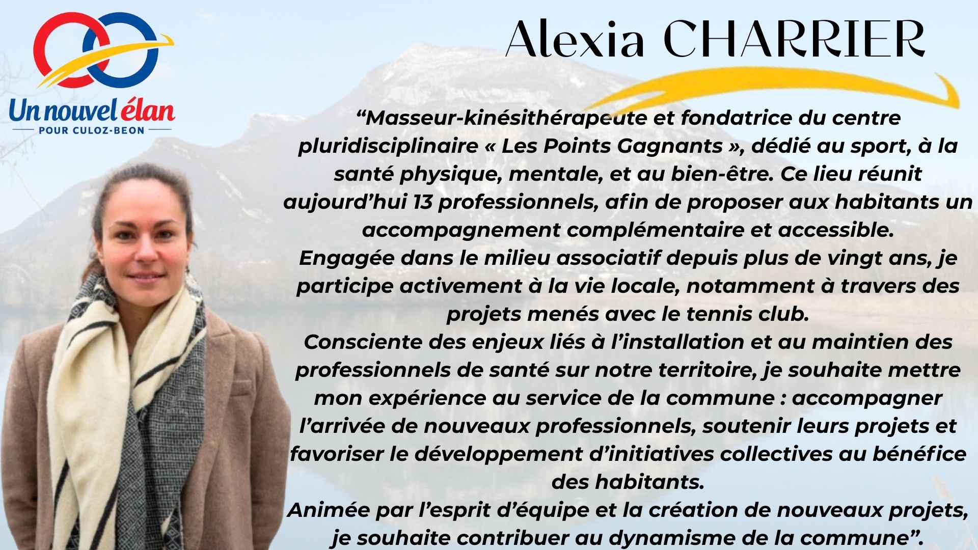 Alexia CHARRIER - Un Nouvel Élan pour Culoz-Béon